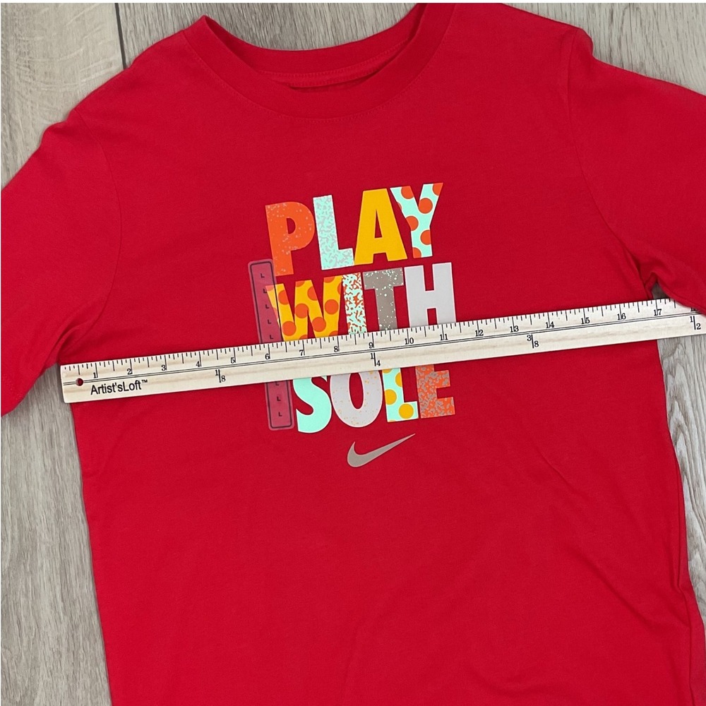 Nike Kids Play With Sole Red T-Shirt Graphic Tee Short Sleeve Top Large - Picture 7 of 7